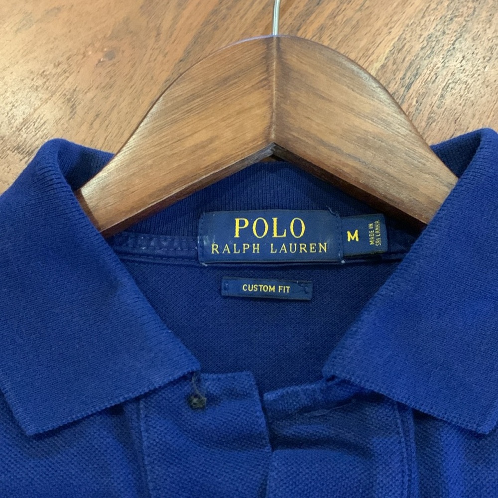 Used Rare Polo by Ralph Lauren Men's Blue Polo with Red Logo - Picture 2 of 9